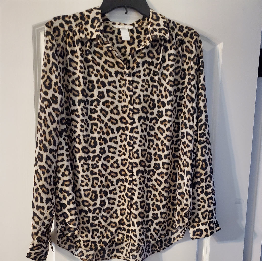 H&M Leopard Print Button Down Blouse